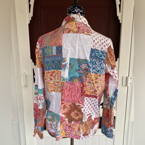 Kim Rogers Women’s Button Up Patchwork Paisley Design Top Size Medium - Picture 10 of 16